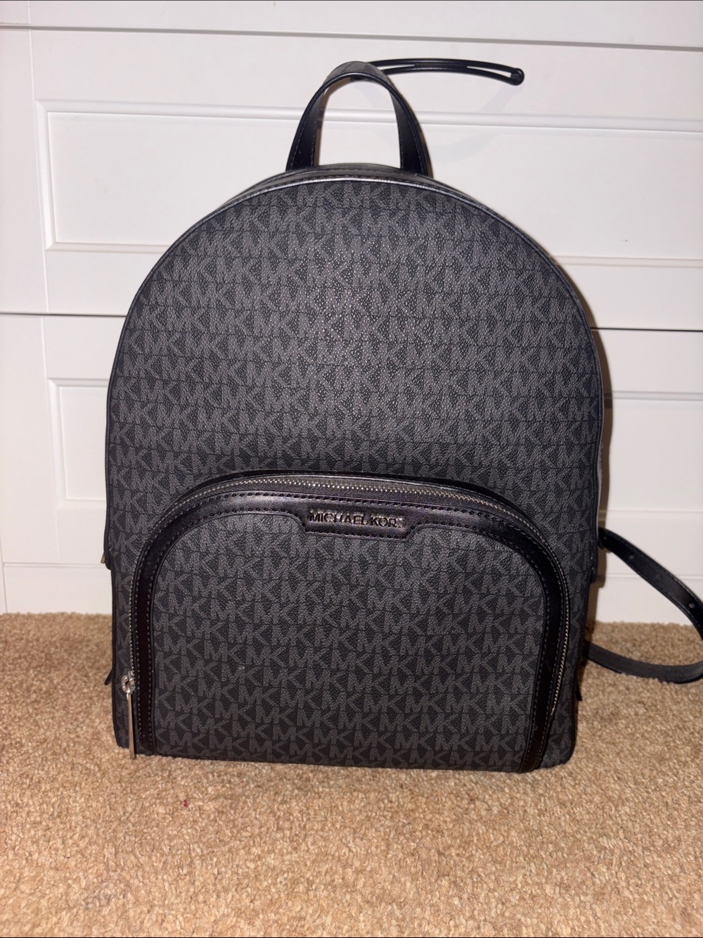 Michael Kors Black MK Signature Backpack with Front Zip Pocket - Picture 1 of 10